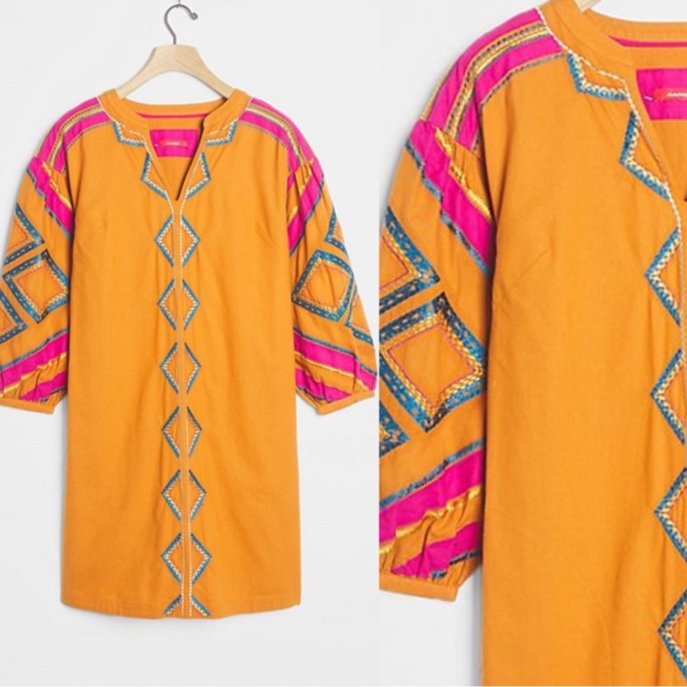 Anthropologie Stasiana Embroidered Tunic Dress